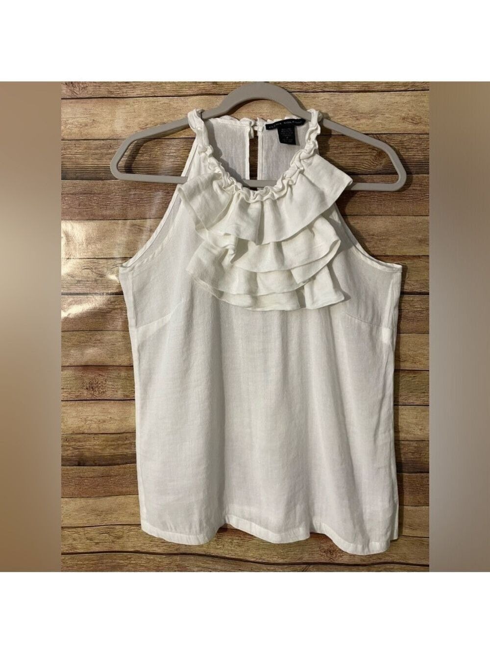 Elena Solano Women’s Linen Blend Sleeveless Top Blouse Halter Size: Medium